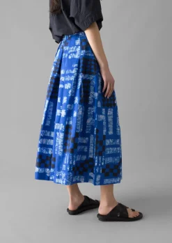 Skirts|Trousers-TOAST Block Print Batik Cotton Culottes AzuriteBlue