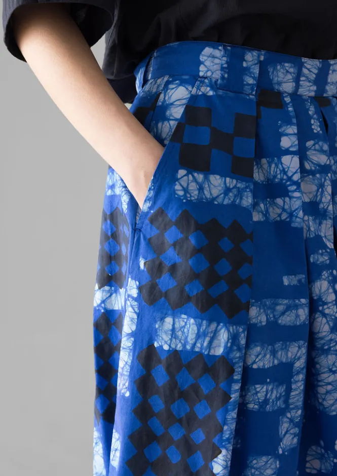 Skirts|Trousers-TOAST Block Print Batik Cotton Culottes AzuriteBlue