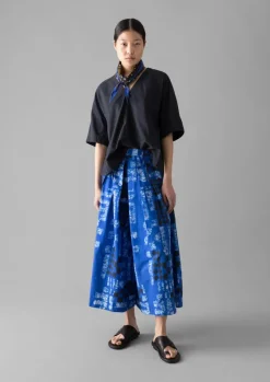 Skirts|Trousers-TOAST Block Print Batik Cotton Culottes AzuriteBlue
