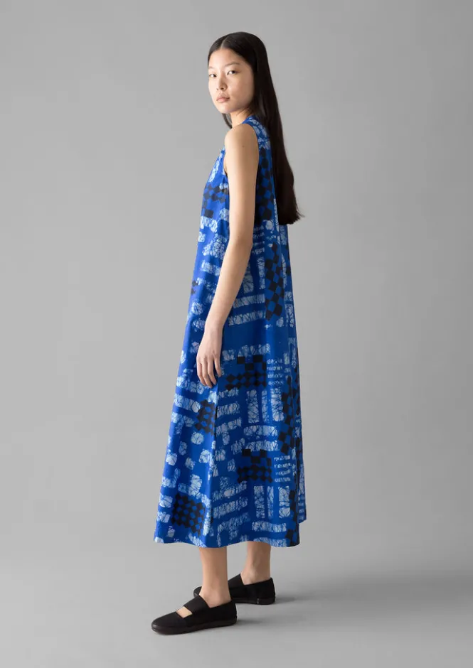 Dresses-TOAST Block Print Batik Poplin Dress AzuriteBlue