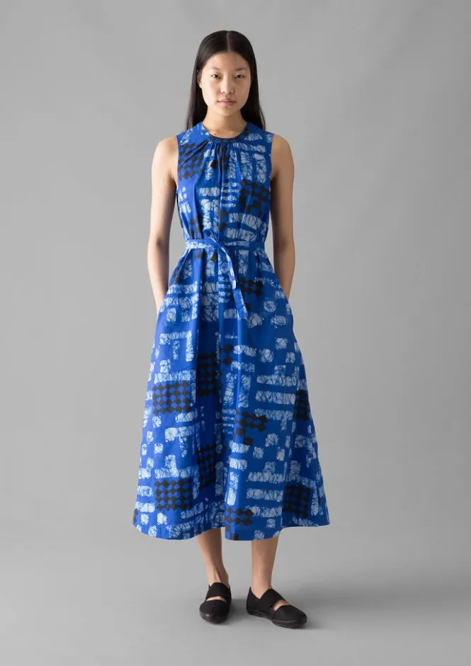 Dresses-TOAST Block Print Batik Poplin Dress AzuriteBlue