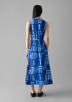 Dresses-TOAST Block Print Batik Poplin Dress AzuriteBlue