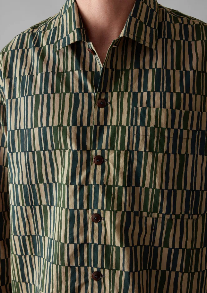 Shirts-TOAST Block Print Irregular Check Shirt GoldenSand