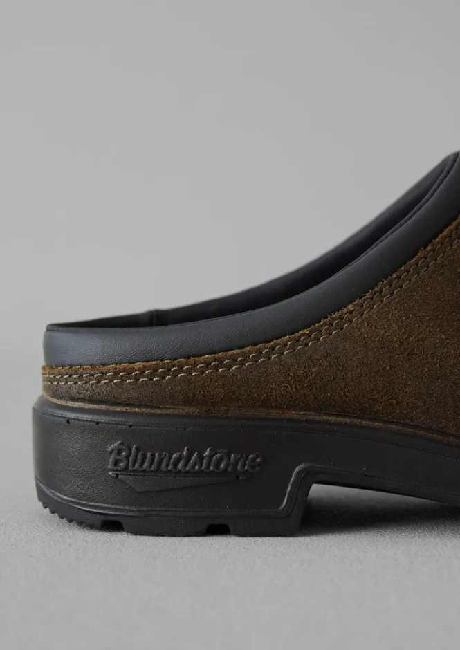 Shoes-TOAST Blundstone Waxed Suede Clogs Olive