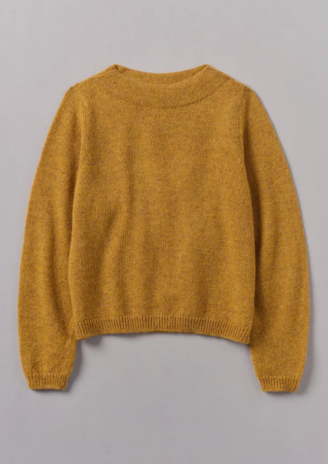 Knitwear-TOAST Boat Neck Wool Sweater MustardMarl