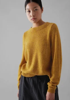 Knitwear-TOAST Boat Neck Wool Sweater MustardMarl
