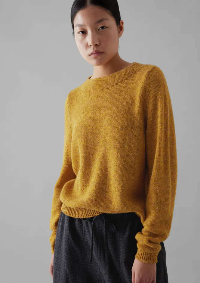 Knitwear-TOAST Boat Neck Wool Sweater MustardMarl