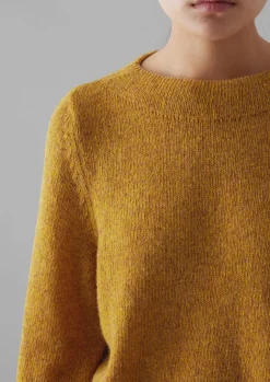 Knitwear-TOAST Boat Neck Wool Sweater MustardMarl