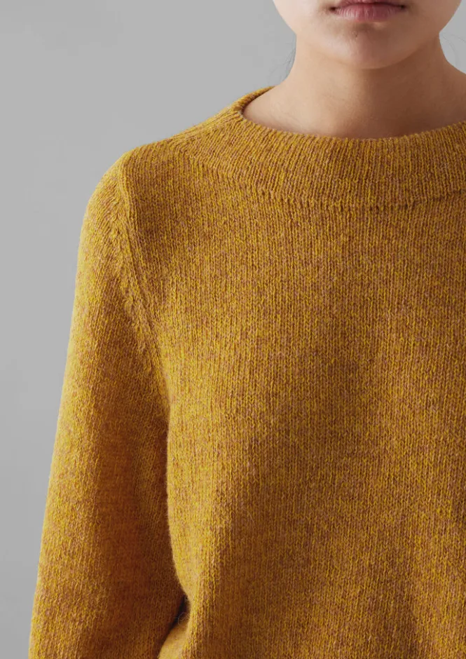 Knitwear-TOAST Boat Neck Wool Sweater MustardMarl