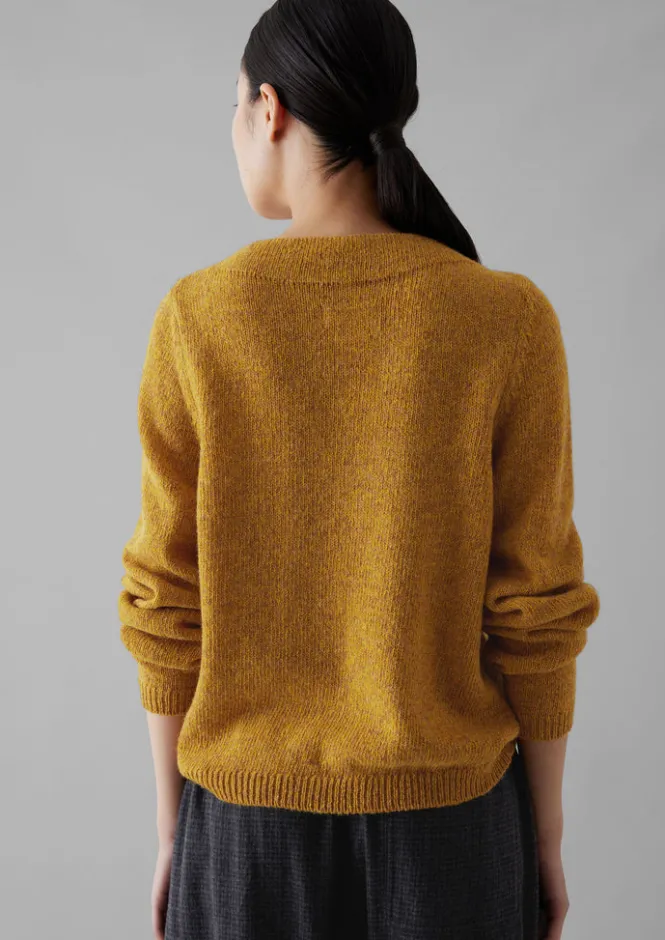 Knitwear-TOAST Boat Neck Wool Sweater MustardMarl