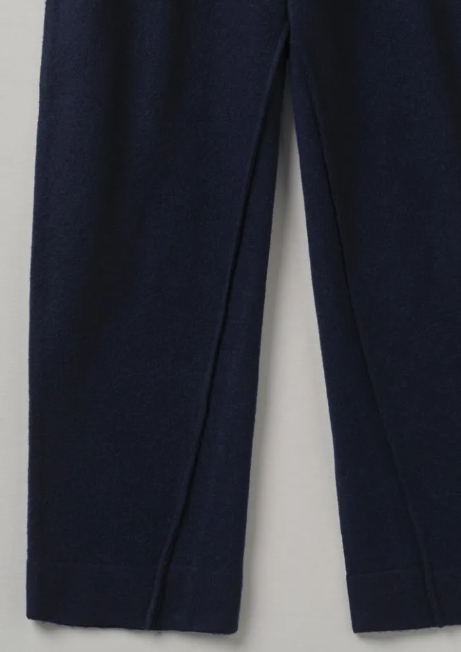 Loungewear|Trousers-TOAST Boiled Wool Pull On Trousers Navy