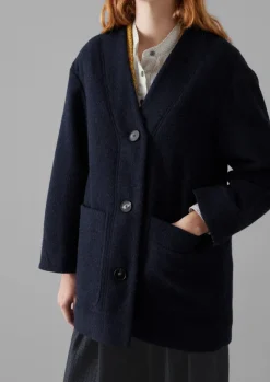 Coats & Jackets-TOAST Boiled Wool Short Coat Navy