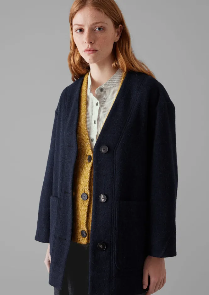 Coats & Jackets-TOAST Boiled Wool Short Coat Navy