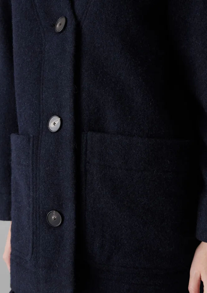 Coats & Jackets-TOAST Boiled Wool Short Coat Navy