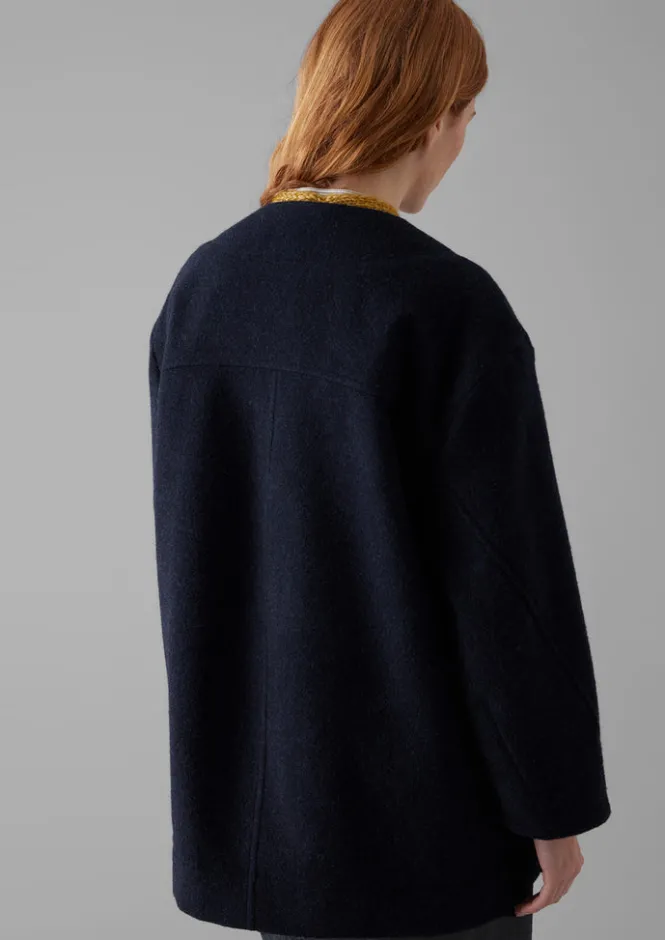 Coats & Jackets-TOAST Boiled Wool Short Coat Navy