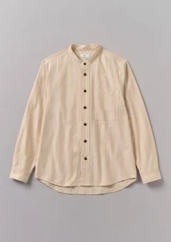 Shirts-TOAST Bold Stripe Grandad Shirt DesertPink