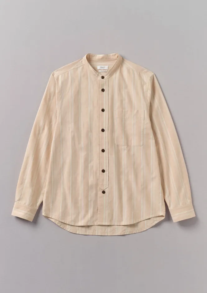 Shirts-TOAST Bold Stripe Grandad Shirt DesertPink