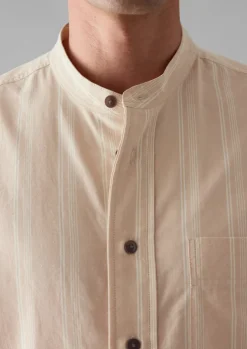Shirts-TOAST Bold Stripe Grandad Shirt DesertPink