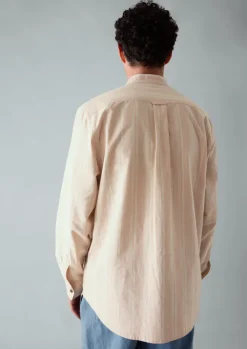 Shirts-TOAST Bold Stripe Grandad Shirt DesertPink