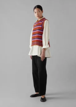 Knitwear-TOAST Brushed Alpaca Blend Stripe Tank AmethystMulti