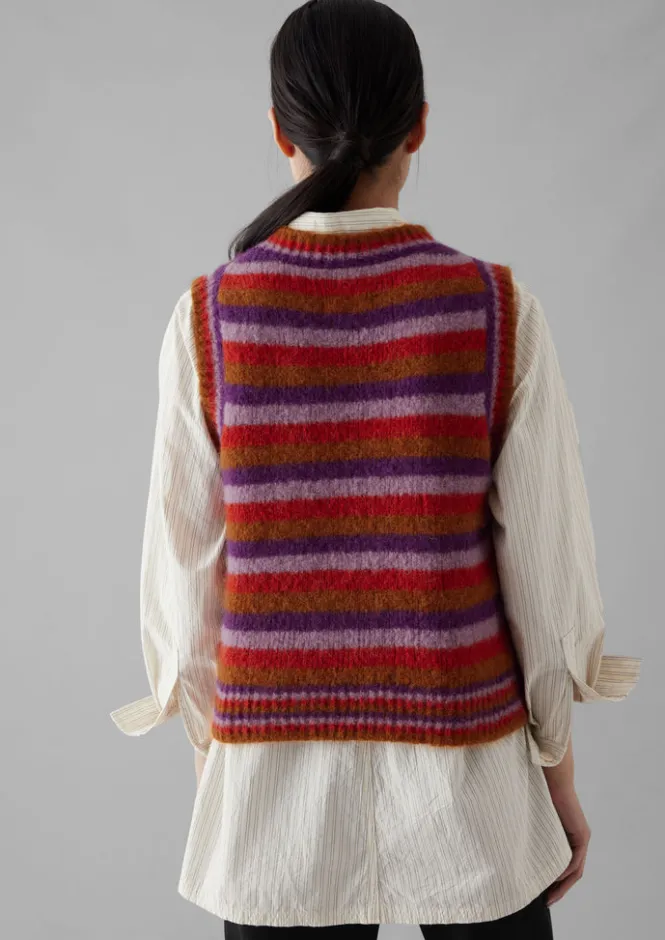 Knitwear-TOAST Brushed Alpaca Blend Stripe Tank AmethystMulti