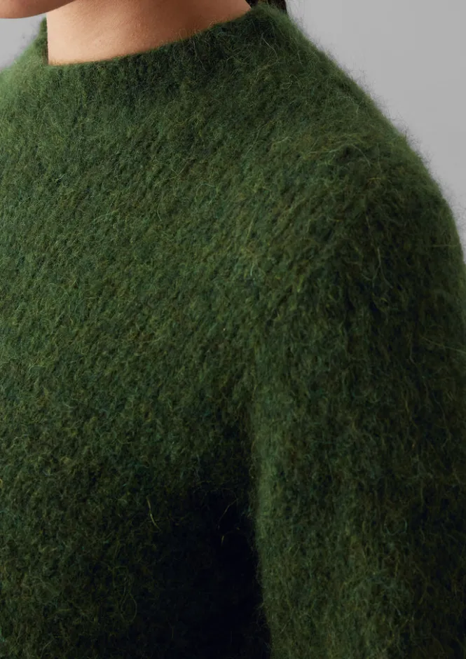 Knitwear-TOAST Brushed Alpaca High Neck Sweater MossGreen