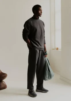 Loungewear|Trousers-TOAST Brushed Cotton Hemp Lounge Trousers Charcoal