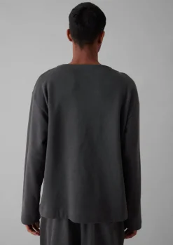 Loungewear|Tops & Tees-TOAST Brushed Cotton Hemp Wide Neck Sweater Charcoal