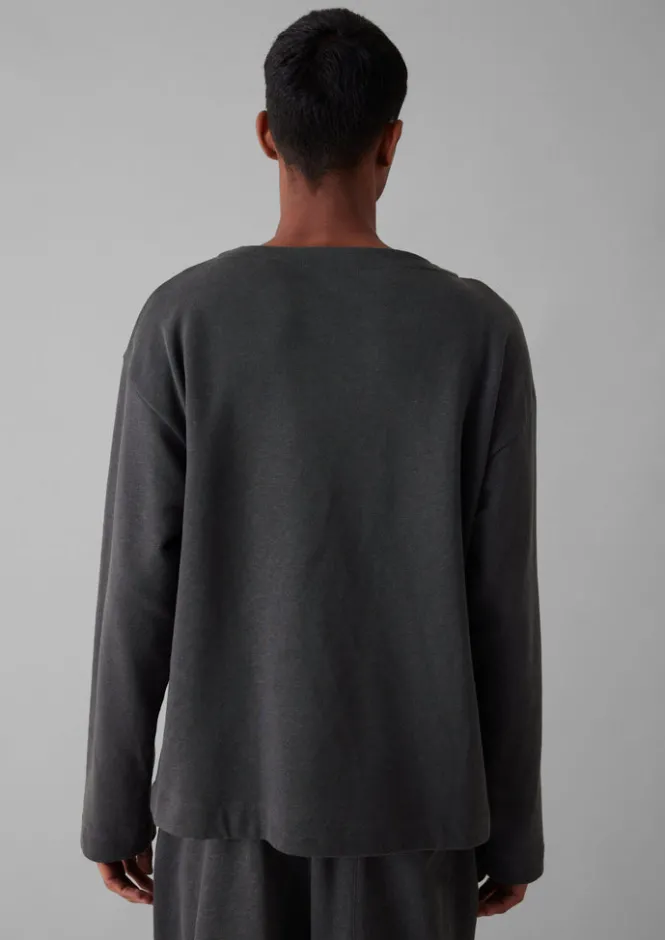 Loungewear|Tops & Tees-TOAST Brushed Cotton Hemp Wide Neck Sweater Charcoal