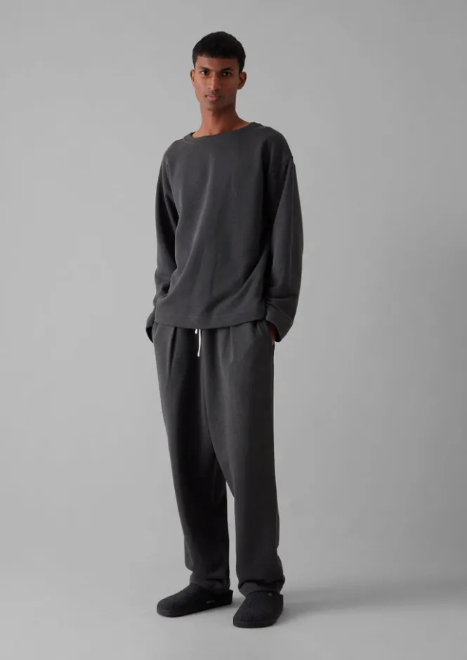 Loungewear|Tops & Tees-TOAST Brushed Cotton Hemp Wide Neck Sweater Charcoal