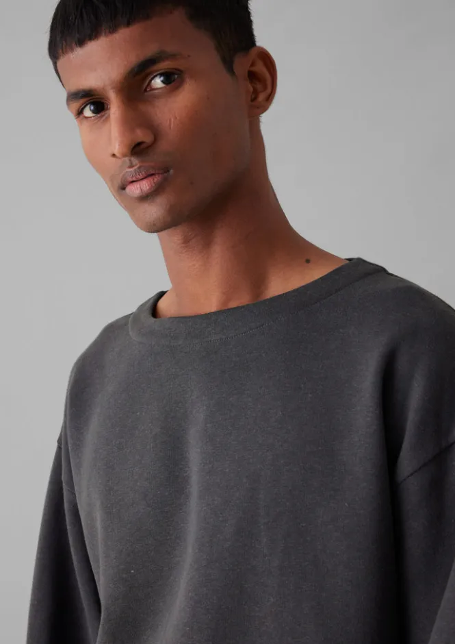 Loungewear|Tops & Tees-TOAST Brushed Cotton Hemp Wide Neck Sweater Charcoal