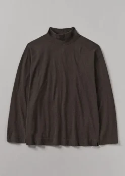 Loungewear|Tops & Tees-TOAST Brushed Cotton High Neck Lounge Top Bark