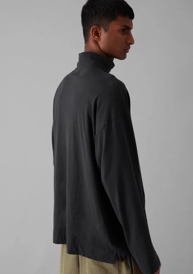 Loungewear|Tops & Tees-TOAST Brushed Cotton High Neck Lounge Top SoftCharcoal