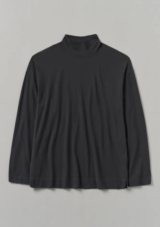 Loungewear|Tops & Tees-TOAST Brushed Cotton High Neck Lounge Top SoftCharcoal