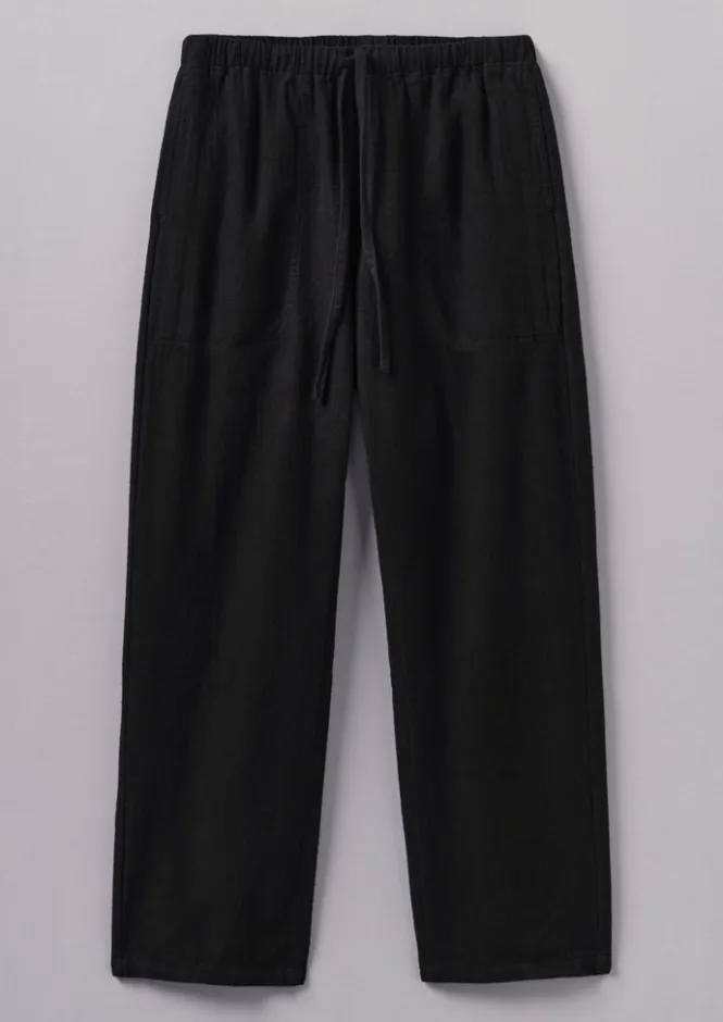 Linen|Loungewear-TOAST Brushed Cotton Linen Herringbone Trousers Slate