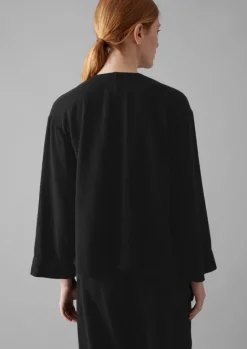 Linen|Loungewear-TOAST Brushed Cotton Linen Herringbone Top Slate