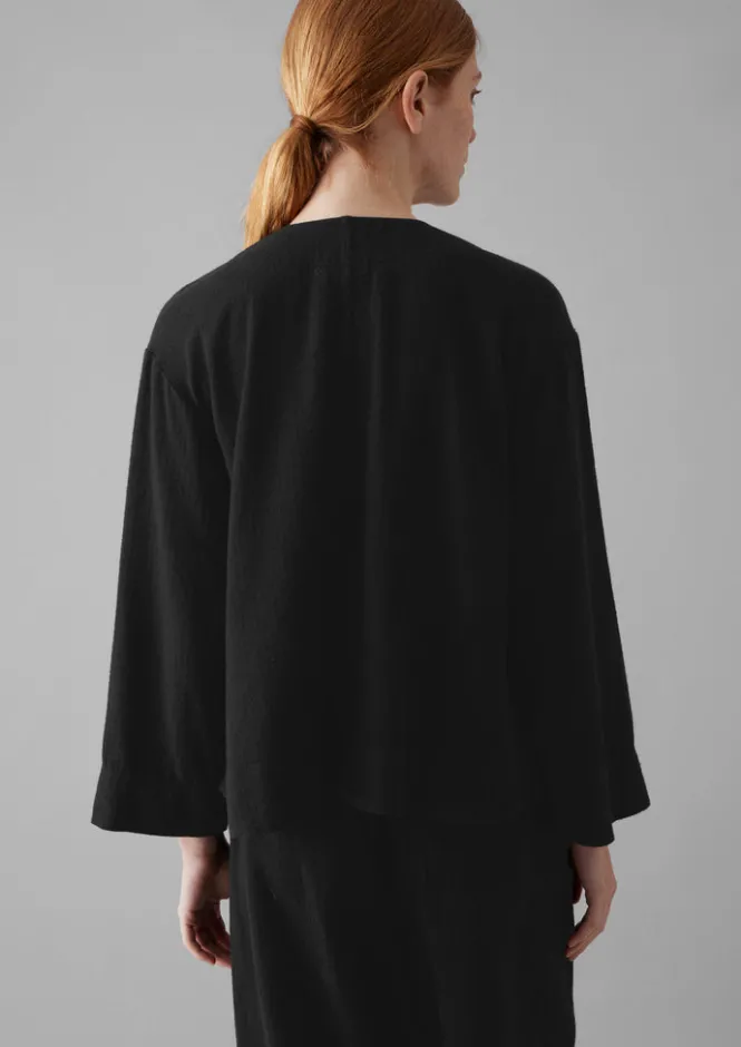 Linen|Loungewear-TOAST Brushed Cotton Linen Herringbone Top Slate