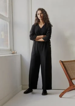 Linen|Loungewear-TOAST Brushed Cotton Linen Herringbone Jumpsuit Slate