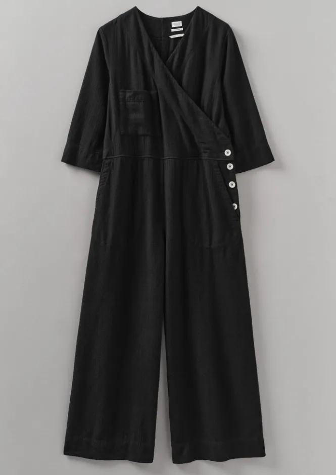 Linen|Loungewear-TOAST Brushed Cotton Linen Herringbone Jumpsuit Slate