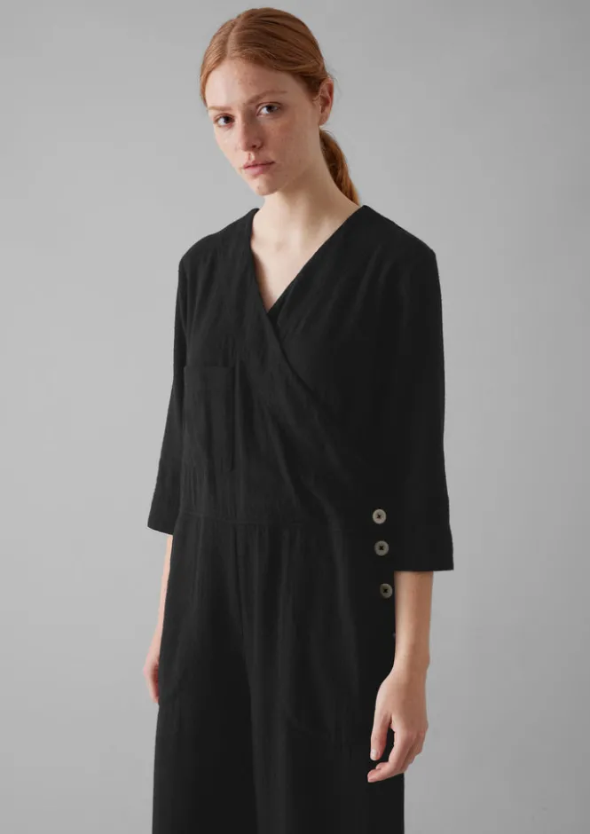 Linen|Loungewear-TOAST Brushed Cotton Linen Herringbone Jumpsuit Slate