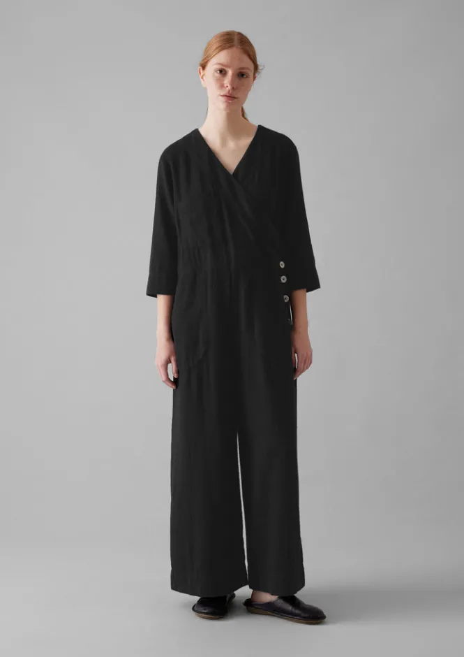Linen|Loungewear-TOAST Brushed Cotton Linen Herringbone Jumpsuit Slate