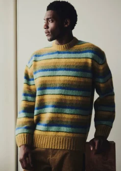 Knitwear-TOAST Brushed Stripe Sweater MustardMulti