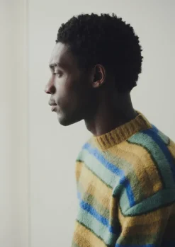 Knitwear-TOAST Brushed Stripe Sweater MustardMulti