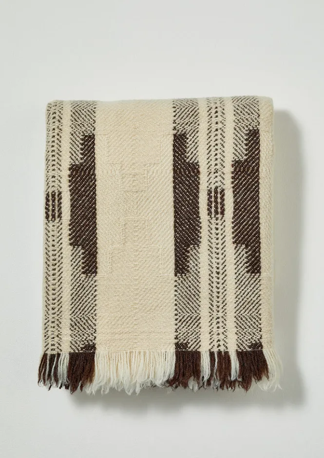 Textiles|Blankets & Throws-TOAST Bulgarian Wool Blanket Ecru/Brown