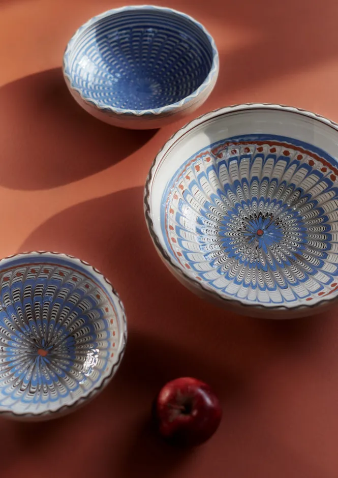 Ceramics|Tableware-TOAST Casa de Folklore Horezu Bowl Blue/Coral/White