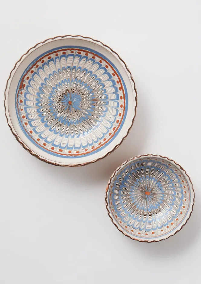 Ceramics|Tableware-TOAST Casa de Folklore Horezu Bowl Blue/Coral/White