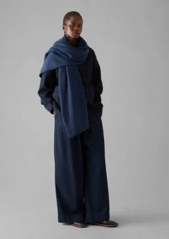 Hats, Scarves & Gloves-TOAST Cashmere Wool Wrap Scarf Navy