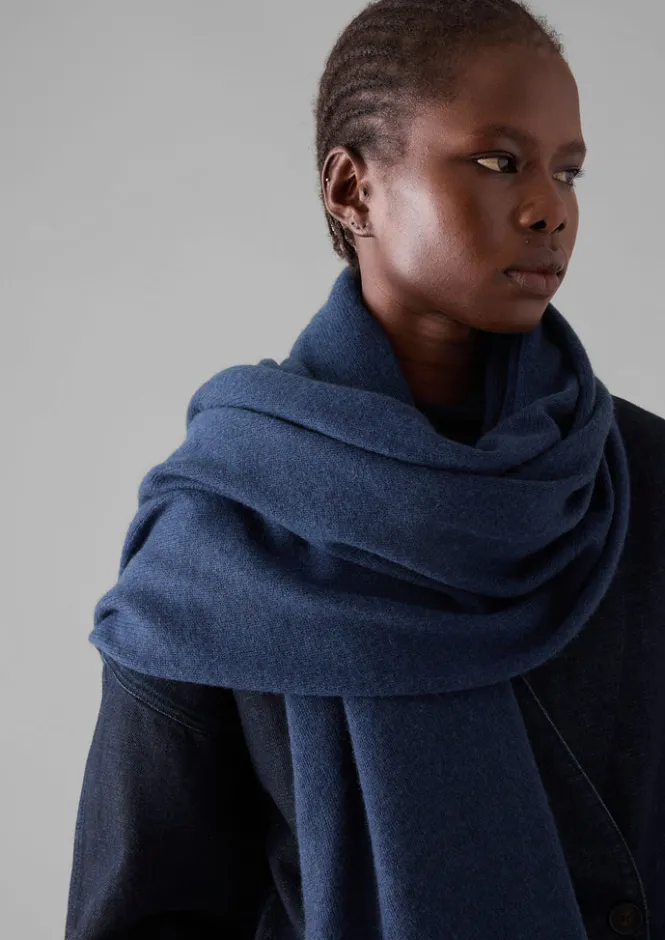 Hats, Scarves & Gloves-TOAST Cashmere Wool Wrap Scarf Navy