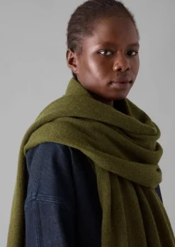 Hats, Scarves & Gloves-TOAST Cashmere Wool Wrap Scarf Olive
