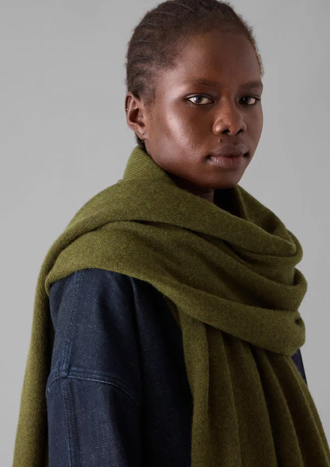 Hats, Scarves & Gloves-TOAST Cashmere Wool Wrap Scarf Olive